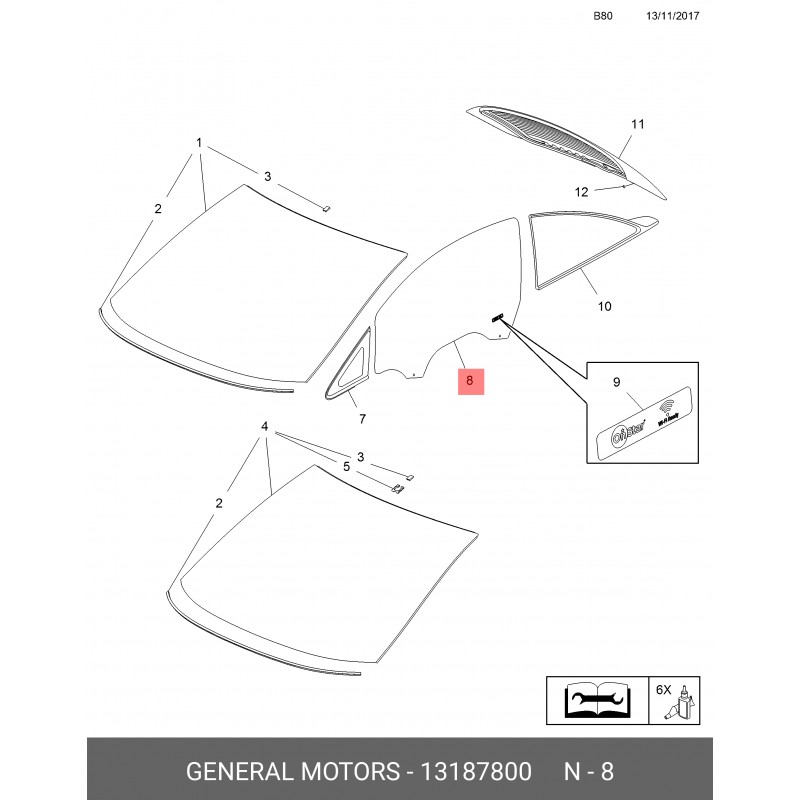 Opel Corsa D Sağ Kapı Camı 3 Kapı - Gm 13187800